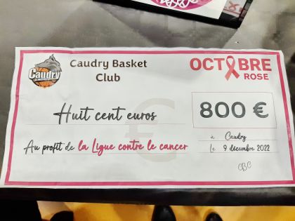 Remise chèque pour Téléthon par le Caudry Basket Club